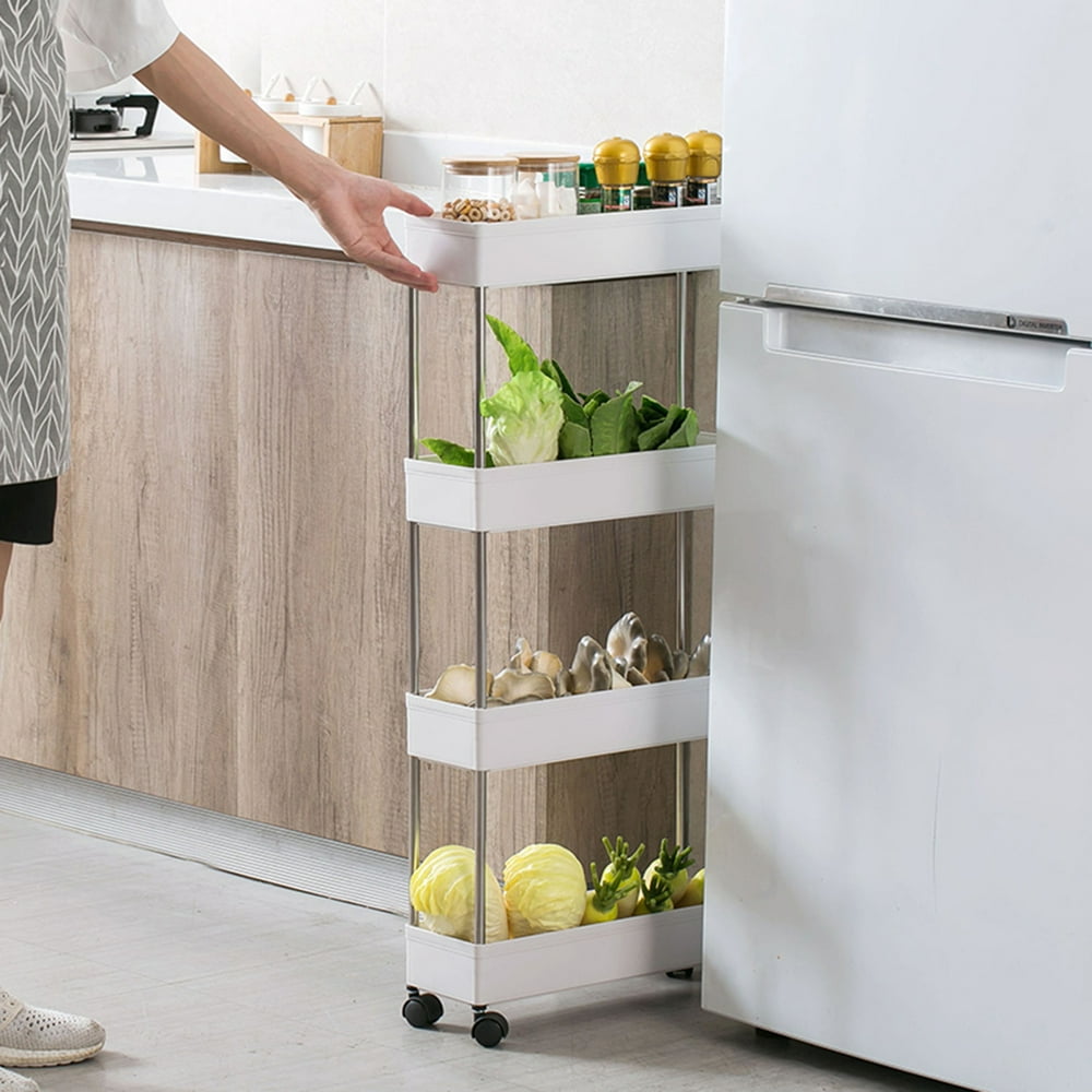 Slim Rolling Out Kitchen Trolley Rack Holder Slim Storage Cart Mobile