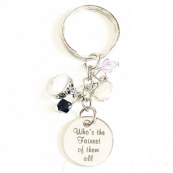 Hanalea Island Jewelry Co. Who's the Fairest of Them All Snow White Villain Evil Queen Inspired Silver Charm Keychain Accessories Gift