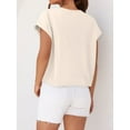 thumbnail image 4 of Womens Short Sleeve Cropped T-shirts Summer Rolled Dolman Sleeve Crop Tops Casual Round Neck Solid Short Basic Tees, 4 of 7