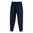 thumbnail image 1 of Ceisia Men Solid Color Fleece Multi Pocket Work Pants Loose Drawstring Gift Elastic Cuff Trousers, 1 of 4