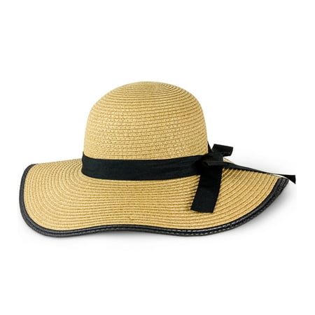 MAGID WOMEN'S SOLID STRAW FLOPPY SUN HAT