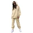 thumbnail image 2 of Conjunto de sudaderas con capucha de 2 piezas Sudadera con capucha de color sólido y pantalón de chándal Chándal grueso, 2 of 4