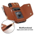 thumbnail image 4 of ShellTech for iPhone X/XS Case with Card Holder and Strap - Zipper Pocket,Crossbody Lanyard Strap,Credit Card Holder,Stand Ring,Cute Phone Wallet Case for Women,Brown, 4 of 10