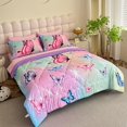 thumbnail image 1 of Girls Butterfly Comforter Set Bed in A Bag Full Size 7 Piece 3D Purple Bedding, 1 of 6
