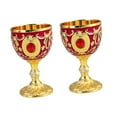 thumbnail image 4 of AMLESO 2 Pieces Goblet Goblet Retro Design Shatterproof Novelty Embossed Drinkware gold red, 4 of 8