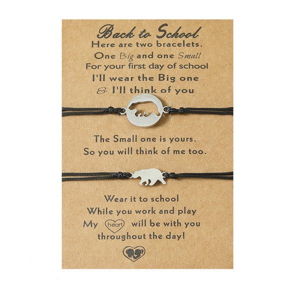 2 Pcs Matching Bracelets Stainless Steel Hollow Mama and Little Bear Bracelets