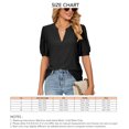 thumbnail image 5 of Camiseta de manga corta con cuello en V para mujer, blusa informal de Color puro, color negro, XXL, 5 of 5