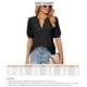 thumbnail image 5 of Top de manga abullonada con cuello en V, camisa de verano de manga corta con ojales para mujer, camisa de trabajo informal con cuello en V, fiel a su promesa, 5 of 5
