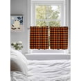 thumbnail image 4 of Half Window Curtain 36 Inches Long, Black Orange Plaid Window Treatment Curtain Drapes, Farmhouse Buffalo Check Gingham Small Tier Curtains for Bathroom Over Sink, 27.5"x36", 2 Panels, 4 of 7