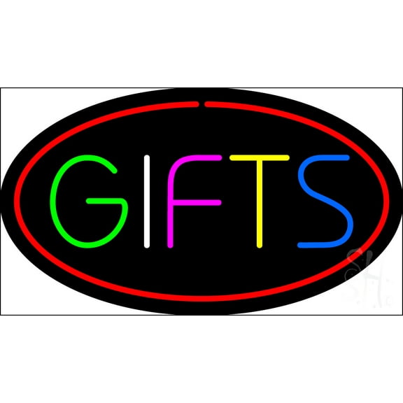 Gifts Oval Red LED Neon Sign 20" Tall x 37" Wide - inches, Black Square Cut Acrylic Backing, with Dimmer - Premium built indoor Sign for Storefront, Store interior.