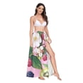 thumbnail image 2 of FORMRS Womens Long Sarong Beach Wrap Semi-Sheer Bikini Skirt Bathing Swimsuit Cover Up, Pink Raspberries, 2 of 7