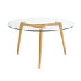thumbnail image 2 of Danya B. Van Beuren Living Room Coffee Table with Modern Metal Taper Legs and Clear Glass Tabletop - Beech, 2 of 11