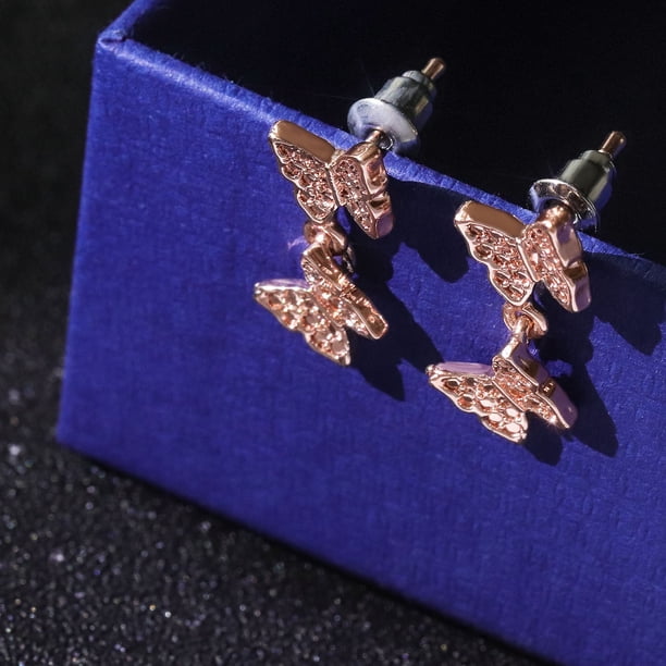 Pendientes de botón para mujer, pendientes de botón, pendientes de botón para mujer, pendientes de lazo, pendientes largos dorados de moda para mujer, pendientes de botón