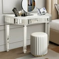 thumbnail image 5 of Dining Tables 47" Half-Moon Mirrored Console Table with Fluted Glass & Crystal Knob Drawer - Silver Entryway Vanity Desk for Bedroom/Dressing Room(Grey+Sliver),Coffee Tables, 5 of 14