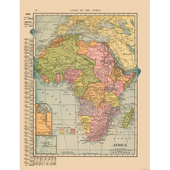 Historic Map - Africa - Hammond 1910 - 23 x 30.03 - Vintage Wall Art
