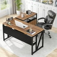 thumbnail image 2 of Tribesigns L Shaped Desk with Drawer, 55 inches Executive Desk and lateral File Cabinet, 2 Piece Home Office Furniture with Bookshelf Drawers, 2 of 6