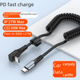 thumbnail image 3 of Cable de datos PD con resorte telescópico tipo C, cable de carga para automóvil adecuado para el cable de carga rápida del teléfono móvil Tesla Model3/Y, 3 of 6
