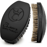 Crown Quality Products 360 Sport Wave Caesar 2.0 Boar Bristle Hairbrush, Medium, Triple Black - Non-Slip Grip, Waterproof Design - The Ultimate 360 Wave Brush