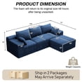 thumbnail image 2 of Wilayok 108" Oversized L-Shaped Sectional Sofa, Fluffy Corduroy Cloud Couch with Ottoman, Plush Memory Foam Boneless Modular Sectional Couch for Living Room Small Space, Blue, 2 of 8