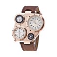 thumbnail image 2 of CIENVNSTG Three Time Zone Male Watch Outdoor Travel Casual Pu Leather Strap Wristwatch Design Men'S Sport Quartz Watches, 2 of 3