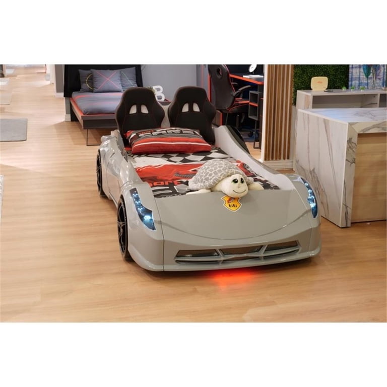 Titi Racer Modern Wood TT Twin Race Car Bed with Remote Control in