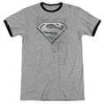 thumbnail image 1 of Superman Riveted Metal Adult Ringer T-Shirt Heather Black, 1 of 1