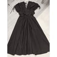 thumbnail image 1 of Vestido largo elegante 3d con flores plisado liso para mujer, vestido elegante con cuello en V, manga corta, cordón, batas con cordones, ropa de calle de verano para mujer, 1 of 5