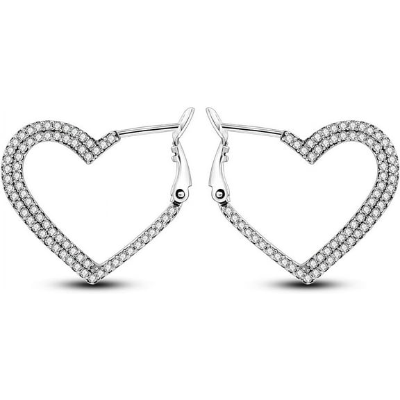 925 Sterling Silver Hoop Earrings Heart Hoop Earings For Women U Shaped Hoop Earrings Colorful Cubic Zirconia Large Big Hoops Various Hypoallergenic Hoop Earrings[Z8275]
