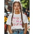 thumbnail image 5 of Women's T-Shirt Pink Cartoon Sweet Bow Baseball Bat Short Sleeve Casual Tee Classic Crew Neck T Shirt for Women White, M, 5 of 7