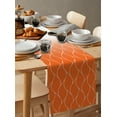 thumbnail image 6 of Table Runner Dresser Scarves 72 Inch Long, Moroccan Geometrical Stripe Texture Linen Dining Table Runners Orange Gradient Curved Line Tabletop Scarf for Wedding Holiday Party Kitchen, 6 of 7
