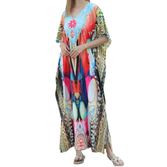 Zeiwohndc Women Loose Robe Bikinis Cover Up Sexy V Neck Swimwear Cover Ups Holiday Dress
