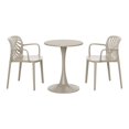 thumbnail image 2 of WestinTrends Playa 3-Piece Outdoor Indoor Metal Patio Dining Table Set With Stackable Patio Chairs, Sand, 2 of 17