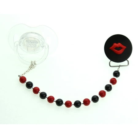 Multi Color Baby Lips Pacifier Clip with Matching Beads