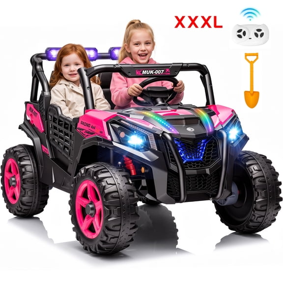 TULILLO 24V Ride on Toys for Big Kids, 2 Seater Ride on Car with 4x200W Motors, 4WD Kids Electric Car for Ages 3-8, Parent Remote Control, Bluetooth Music, 5 MPH, LED Lights, Pink