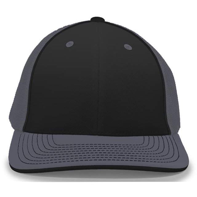 Pacific Headwear 404M.91Q.XS Trucker Flexfit Cap, Black & Graphite - Extra Small