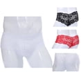 thumbnail image 4 of Men 3 Colors Pack Sexy Lace Panties Floral Boxers Ice Silky Brief Underwear Clothing Lingerie Gift For Male Boyfriend Girlfriend, 4 of 7