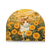 Cat Sunflowers Clouds Leaves Napkin Holder for Table Clear Napkin Stand Paper Holder Acrylic Organizer Dispenser Napkins for Dinner Kitchen Restaurant Room
