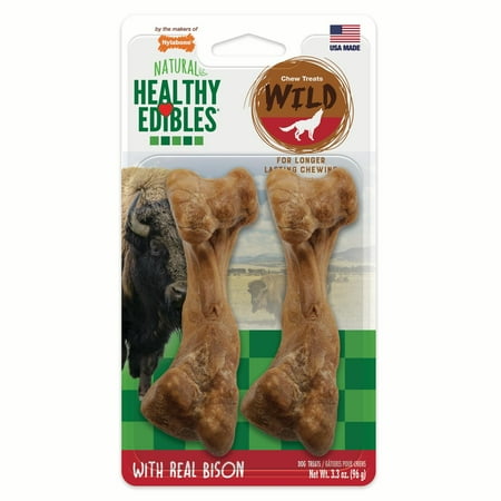 UPC: 0018214834762 | Nylabone Healthy Edibles WILD Natural Long Lasting Bison Dog Chew Treats Medium/Wolf – Up to 35 lbs. (2 Count)