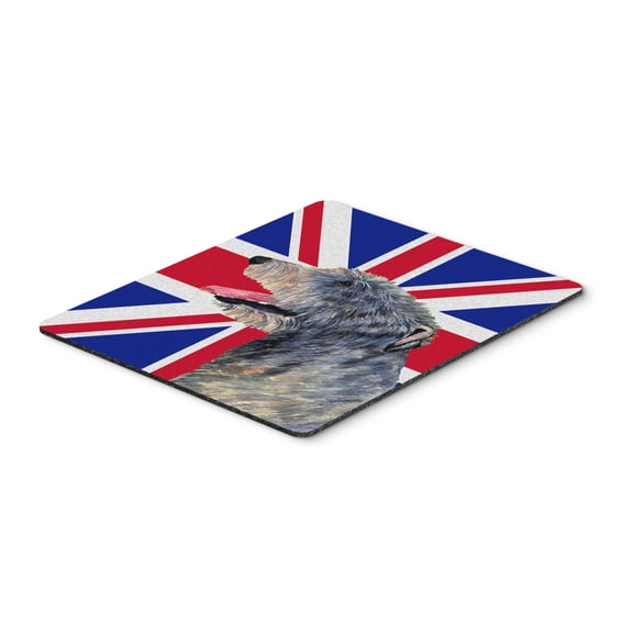"Irish Wolfhound with English Union Jack British Flag Mouse Pad Hot Pad or Trivet"