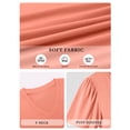 thumbnail image 4 of MOYIKO T Shirts for Women V Neck Tunic Top Short Puff Sleeve Summer Tee Dark Pink Casual Solid Plain Tshirt Clothes Size L, 4 of 7