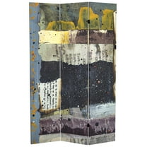 Oriental Furniture 6 ft. Tall News Report Canvas Room Divider - 3 Panel