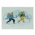 thumbnail image 1 of Winter Cutting Board, Scandinavian Inspired Happy Couple Walking on Snow with Ski Elements, Decorative Tempered Glass Cutting and Serving Board, in 3 Sizes, by Ambesonne, 1 of 2