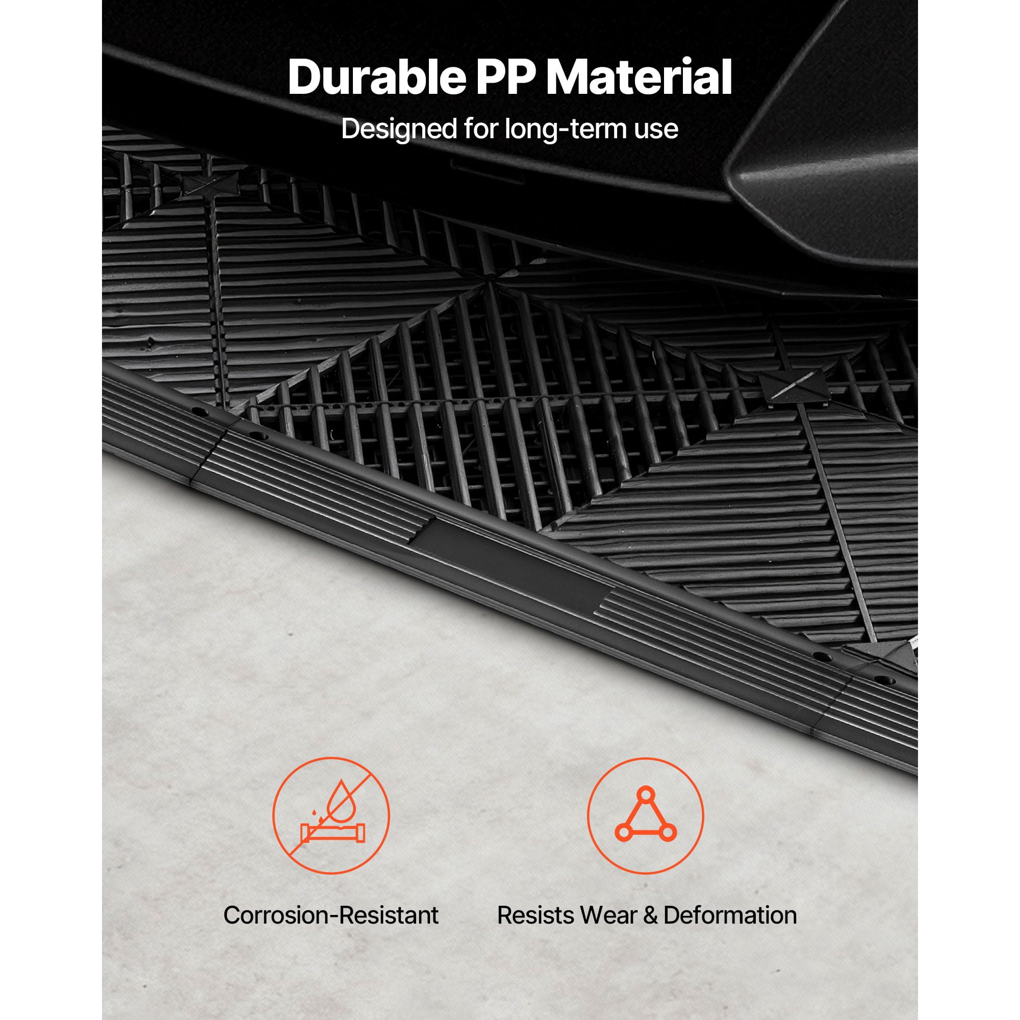 PP Transition Edge Kit for Drainage Mats, High-Strength Garage Floor Edging, Wear-Resistant and Dampproof, Easy Snap-On Installation, Versatile for Wet Areas