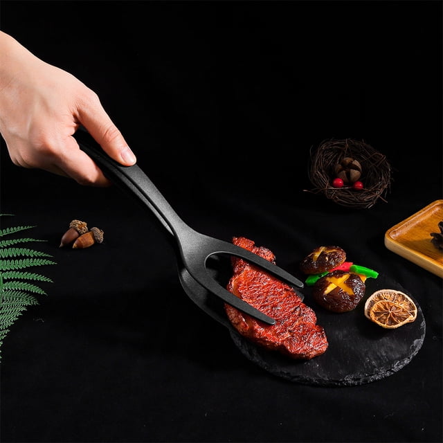 1/2 Uds pala para carne multifuncional 2 en 1 espátula doble para huevos fritos pinzas de pala para barbacoa antiadherentes accesorios de cocina de nailon
