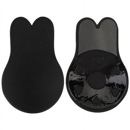 

AkoaDa 1Pair Women Self Adhesive Bra Strapless Sticky Invisible Push Up Silicone Bra Nipple Covers for Backless Dress(Black-A/B)