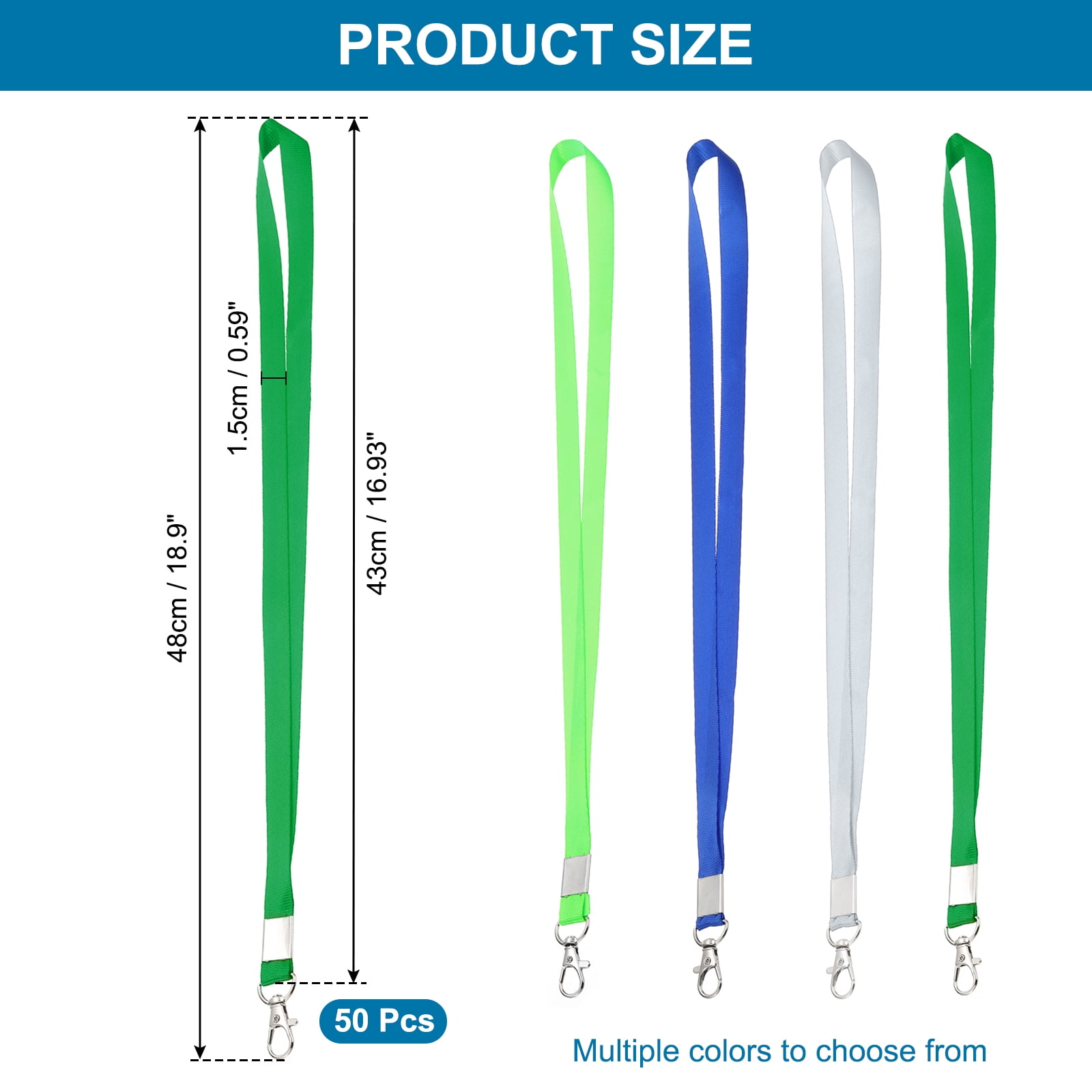 Uxcell 48cm Lanyards Bulk, 50Pcs Teacher Lanyards for ID Badges Keys Badge Lanyard Durable Personalized with Clip for ID Card, Dark Green