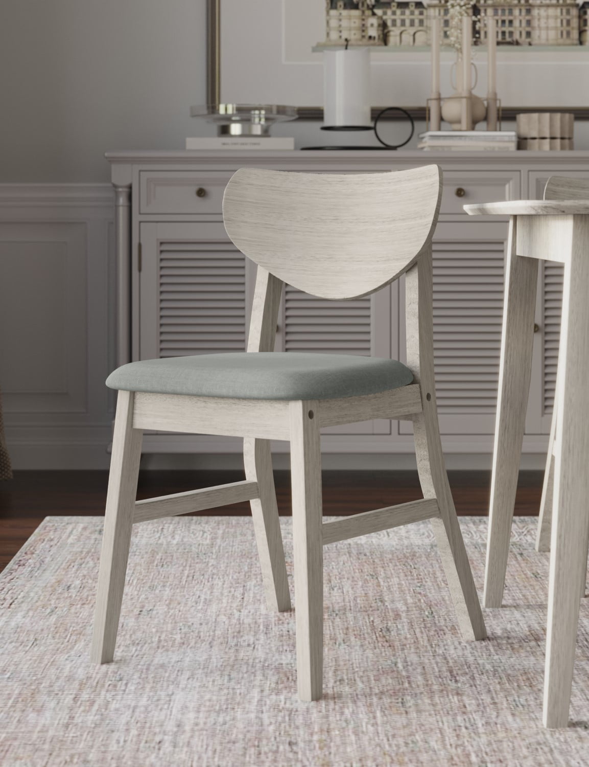Home Design Easton Dining Chair (Set of 6), Curved-back design, Comfortable padded seat, Sturdy construction, Easy to clean, Gray/Antique Gray
