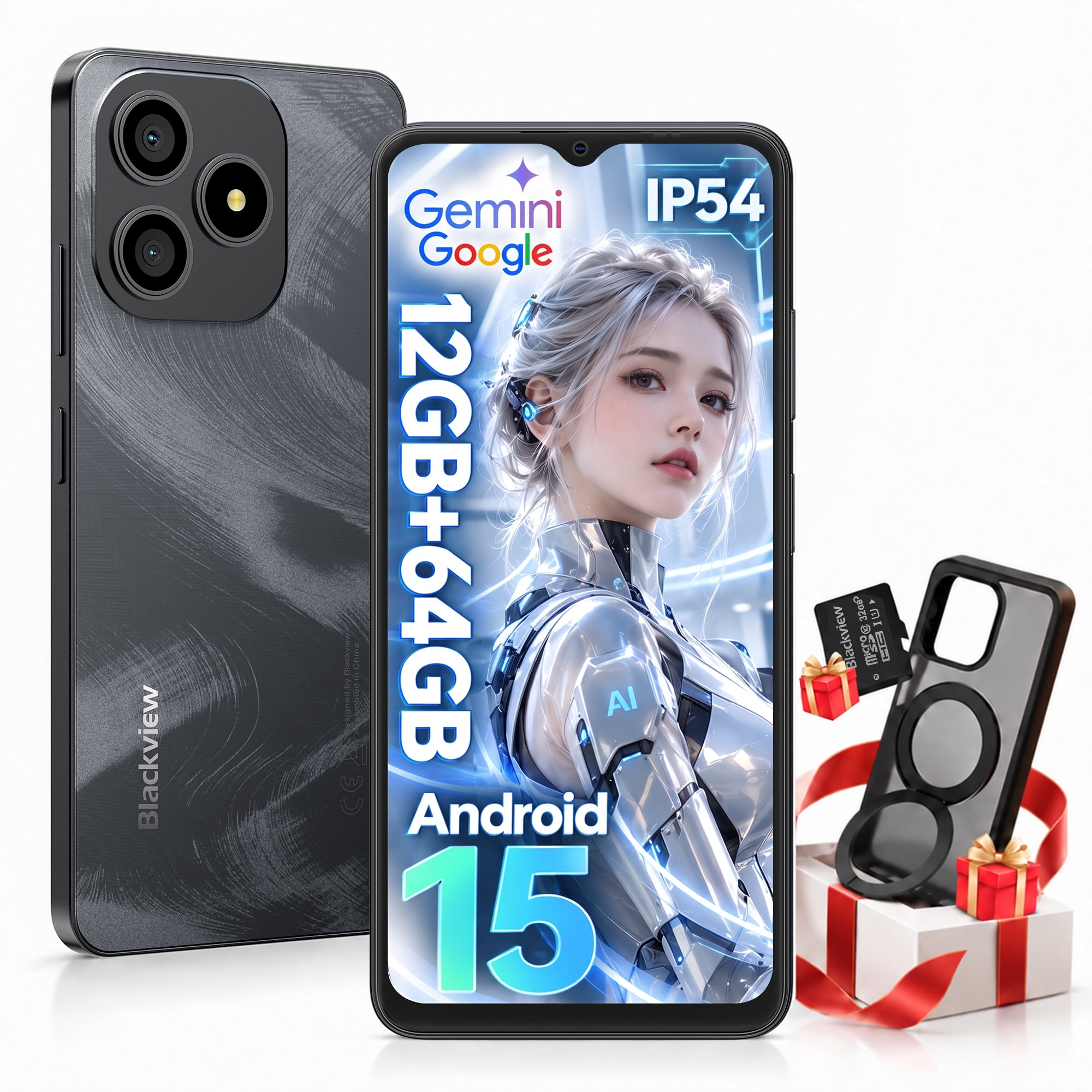 Blackview WAVE 9C Unlocked Cell Phone,4G Sim-Free & Unlocked Mobile Phones,12GB+64GB/2TB,Android 15 Phone 13MP+8MP AI Camera,5000mAh/10W,Fingerprint//Face ID,5G WiFi/GPS/OTG Smartphone