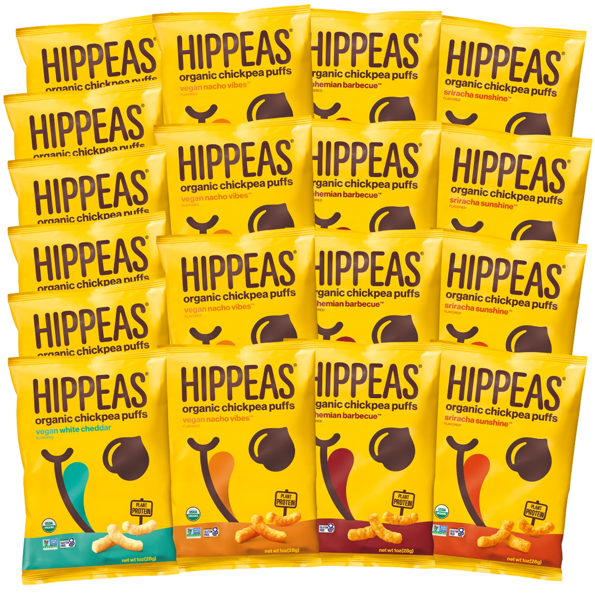 HIPPEAS Organic Chickpea Puffs, Variety Pack, 1 oz, 18 Ct