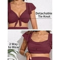 thumbnail image 3 of Sociala Maternity Ribbed Bikini Sets Ruffle Sleeve High Waisted Bathing Suit Two Piece Swimsuit, 3 of 7
